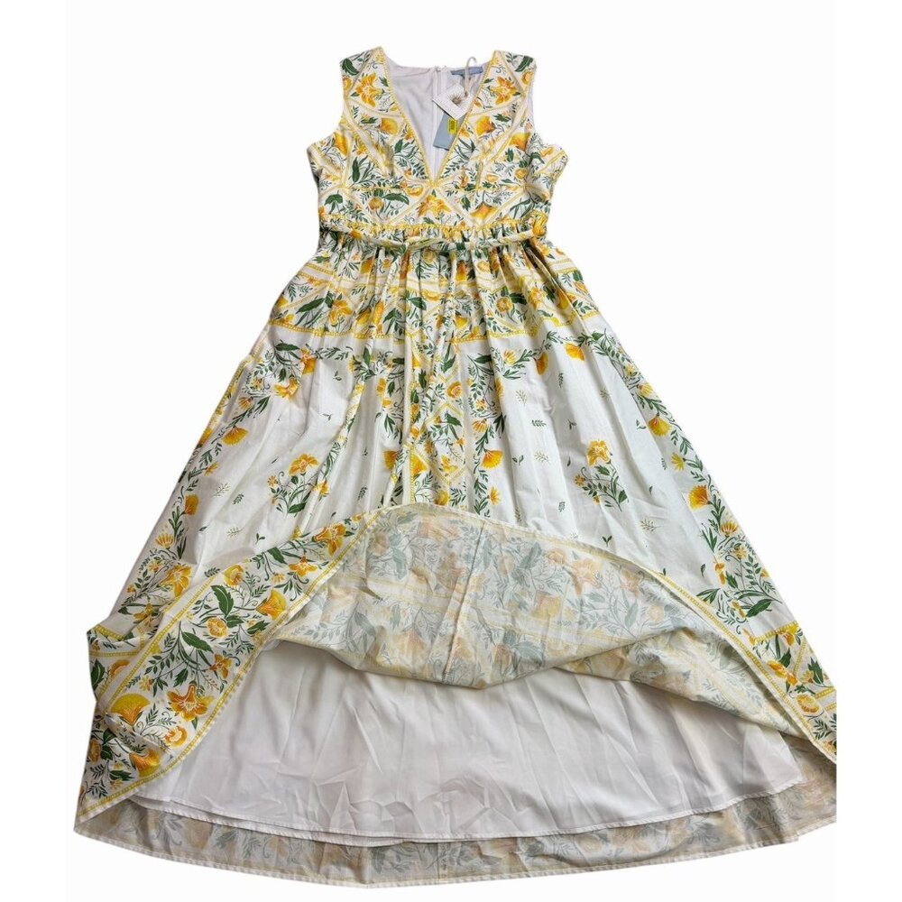 Antonio Melani X Style By Simkins Size 10 Hannah Green Yellow Floral Maxi Dress - Picture 3 of 16